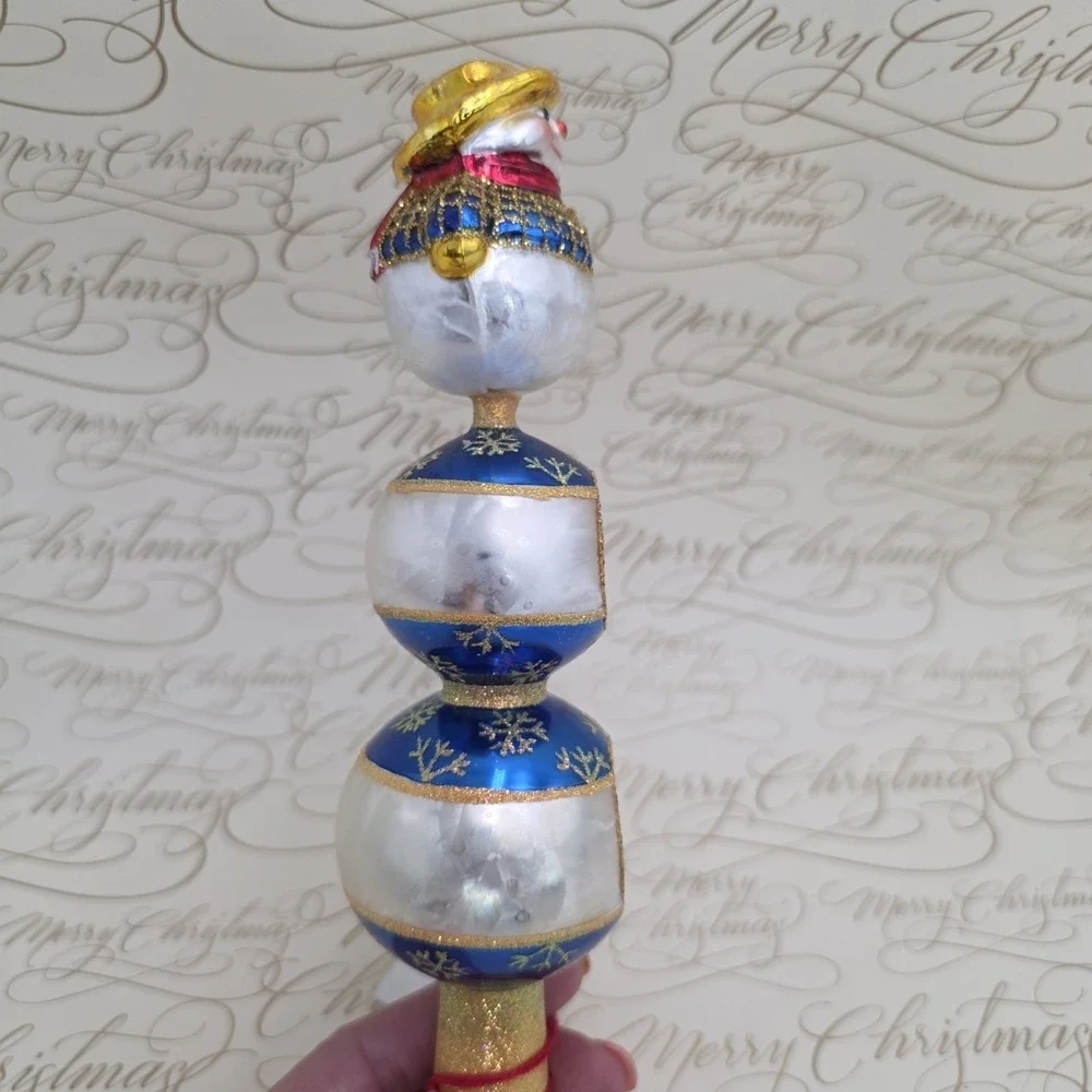 Christopher Radko Chilly Ball Gem Finial Reflector Snowman Poland 2005 8.5